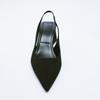 Za Women Sandals  And Summer New Black Pointed High -Heeled Thick -Heeled Single Shoes Temperament Muller Shoes Women