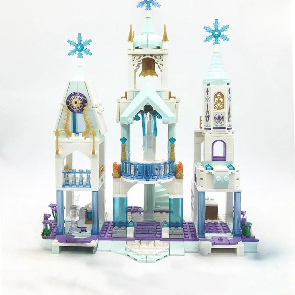 Creative Luxury Ice Castles Playground House Movies Winter Snow Horse Figures Building Blocks Set Toy For Girls Diy Gift