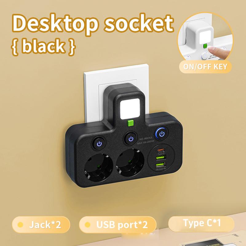 Eu Plug 3/4/5 Ac Outlet Power Strip Multiprise Wall Socket Universal Network Filter Usb Cherger Separate Switch Light Adapter Set