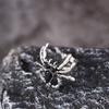 BLINGBAY Damen Vintage Gothic Spinnenring Schwarzer Edelstein Statement Verstellbarer Finger Schmuck für Halloween Party