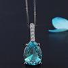 Halskette Silber Blau Tropfen Halskette Zirkonia Großer Opal Wassertropfen Anhänger Venezianerkette 925 Silber Geburtstagsgeschenk Freundin Accessoire [Rockyu]
