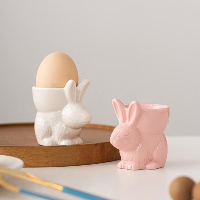 Weißes Porzellan Ostern Hase Eier Tasse Keramik Frühstückshalter für Feiertags- und Alltagsgebrauch Esstischdekoration