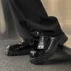 Fashion Trendy Thick Soled Men's Leather Shoes Luxury Designer Style Leisure Party Outdoor Black Height Increasing Shoe 38-46 Metal