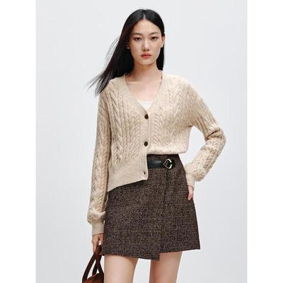 PEACEBIRD Women's Soft Cable Knit V-Neck Cardigan