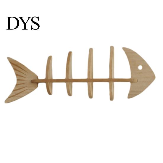 Small Apartment Space Saving Shelf Fish Bone Storage Rack, Wood Wall Mounted Floating Shelf, Ocean Style Bathroom Organizer for Aromatherapy