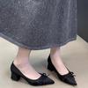 Spring temperament satin pointed single shoes women's versatile new sweet bow light mouth shoes