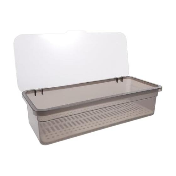 FRCOLOR Chopstick Storage Box Cutlery Case with Lid, Draining, Drawer Organizer, Transparent, Dustproof