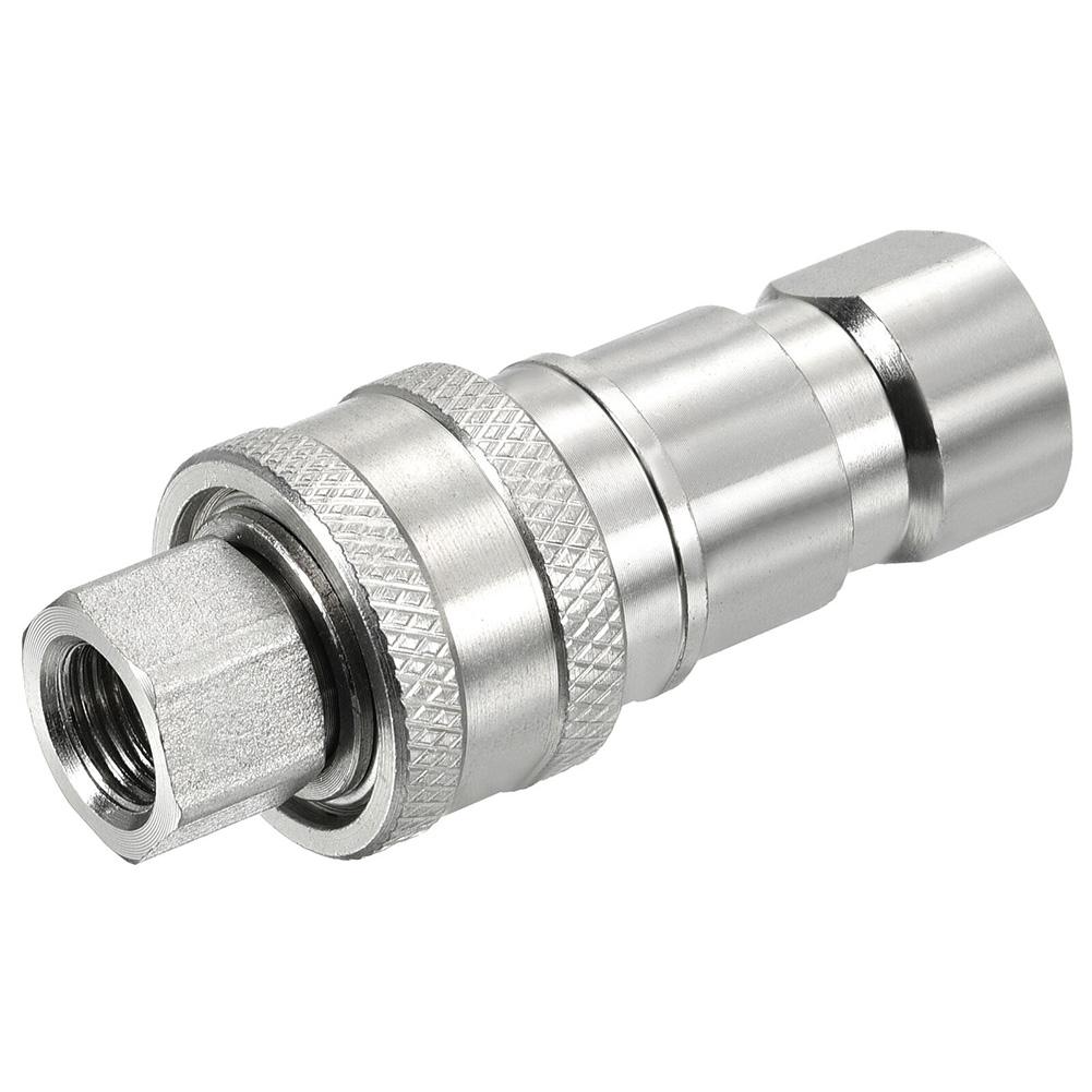 Carbon Steel Coupler Female Pipe Fitting Automatic Valve Closure Easy Disconnect High Pressure Compatible Hydraulic Applications