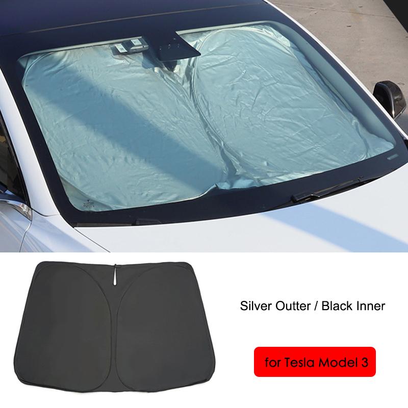 For Tesla Model Y 2025 Model 3 Highland 2024 Sunshade Roof Skylight Sunroof Upgrade Ice Cloth Buckle Front Windshield Sun Shade