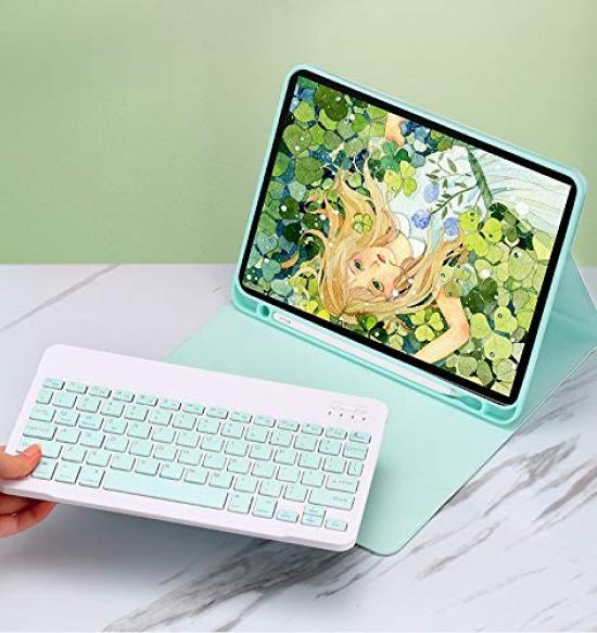 Wireless Mouse Included iPad Keyboard Case Set for iPad iPad iPad Air iPad Pro Cute Candy Color Design for Detachable Keyboard Case Cover with Apple