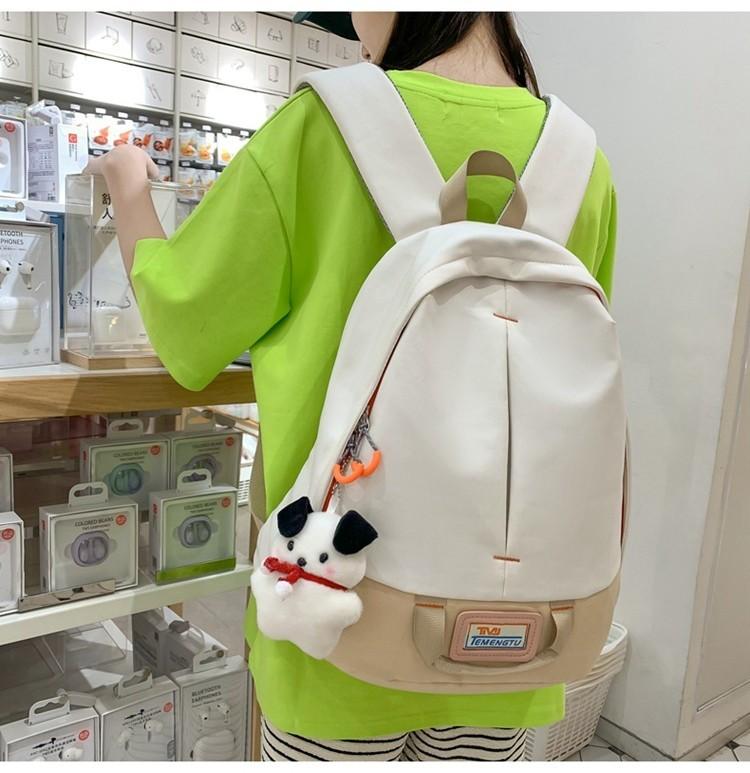 Unisex Harajuku Style Color Block Student Backpack Large Capacity Korean College Wind Ins New Shoulder Bag For Women