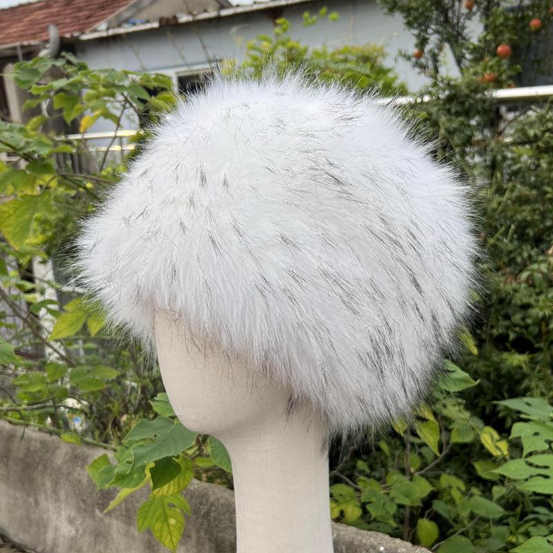 Unisex Thick Fur Dome Cap Retro Warm Flat Top Hat Outdoor Winter Accessories