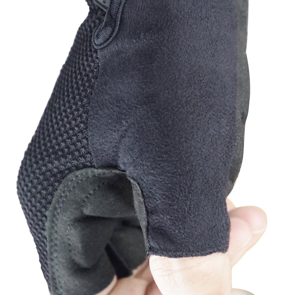 (Cybertron) MTB Biking Cycling Sports Use Half-Finger Gloves with Gel Padding, Fingerless, Abrasion-Resistant, Breathable, Spring/Summer (Black, L)