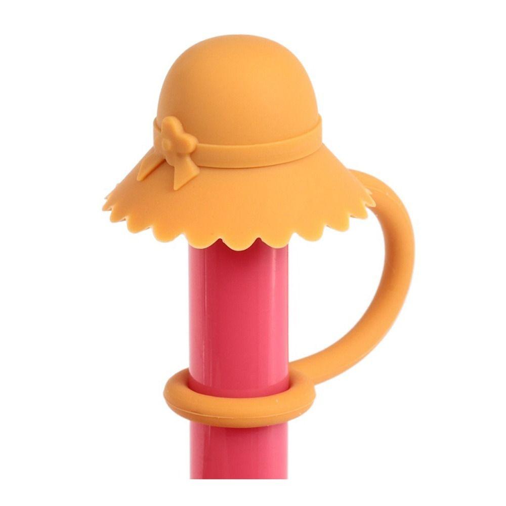 Reusable Silicone Straw Plug Hat Shaped Straw Toppers Drinking Straw Tips Lids Cup Accessories