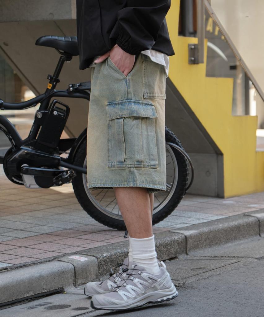 WEGO Easy Denim Cargo Denim Vintage Size Lightly Denim Finish Men's Shorts, Shorts, Pants, Spring/Summer Clothing, Streetwear, Casual, Clothing, Gift,