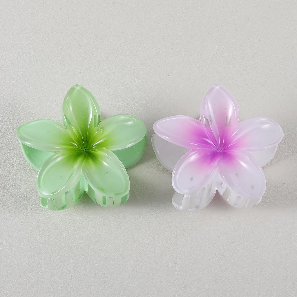 1/2Pcs Gradient Colored Flower Acrylic Hair Claws Clip Women Girls Sweet Hairpins Beach Hawaiian Style Hair Accessories