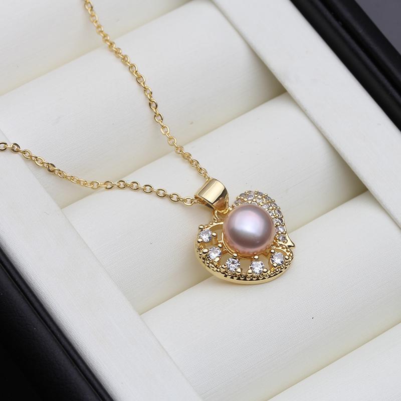 Real Freshwater Pearl Heart Pendant For Women,Cute White Natural Pearl Necklace Wedding Birthday Gifts