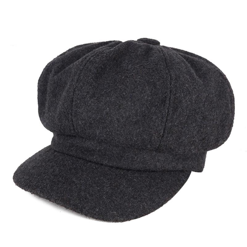 Boina otoño e invierno retro octogonal de lana sombrero de ocho paneles sombrero de pintor moda para mujeres jóvenes literarias sombrero cálido