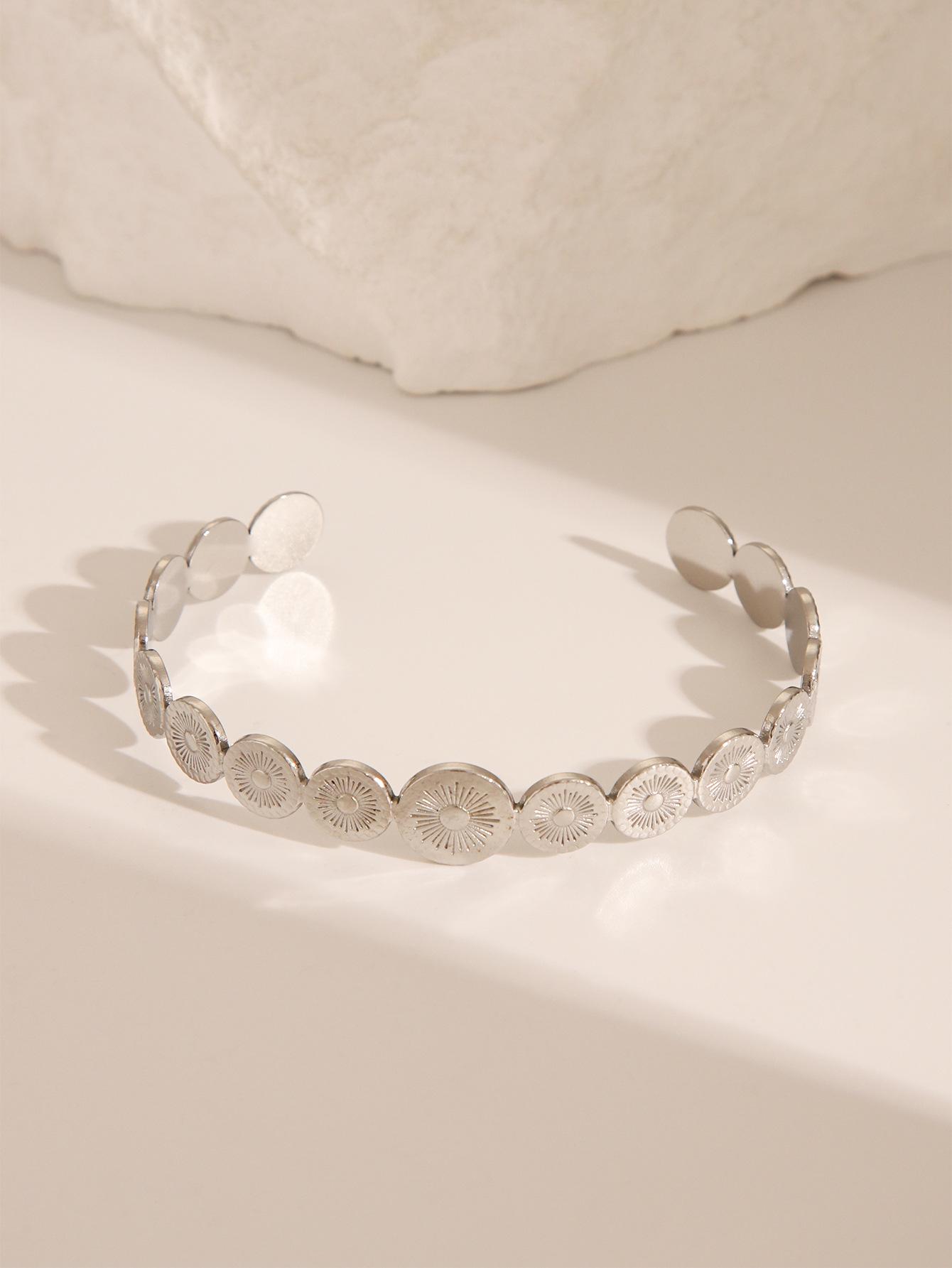 

Геометрический круглый стык 18K позолоченная нержавеющая сталь открытый браслет - Европейский и американский ретро стиль роскошные украшения