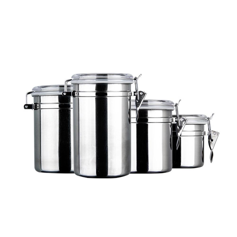 5 Inches Stainless Steel Airtight Food Storage Container Sealed Can for Coffee Beans Tea Leaves Biscuits Flour Sugar Home