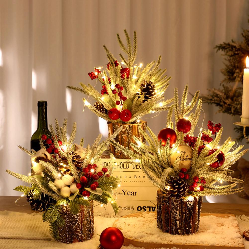 Mini Wooden Potted Artificial Tree Ornaments Sturdy Reusable Quality For Fireplace Mantel Display