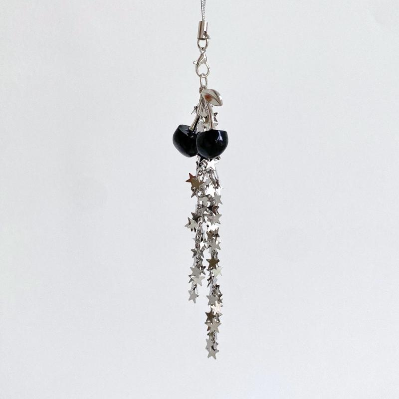 Y2K Vintage Cherry Star Tassel Chain Keyring Girly Cute Mobile Phone Lanyard Camera Pendant Key Accessories Gifts