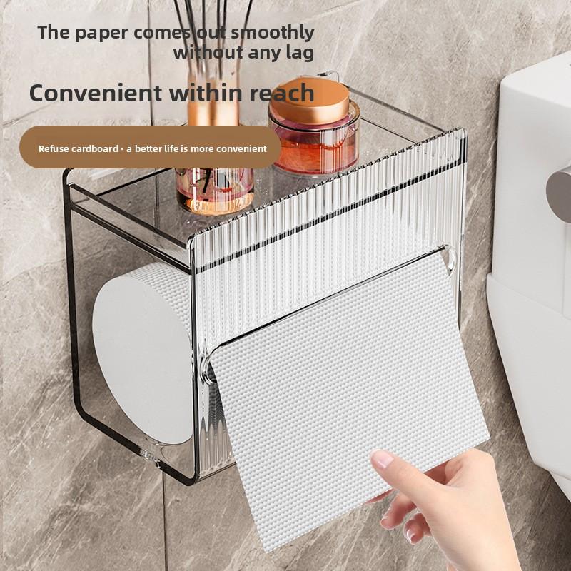 Paper Towel  Stable Organizer Wall Mounted Toilet Tissue Box Organizer with Capacity Drawer for Paper Rolls for Bathroom