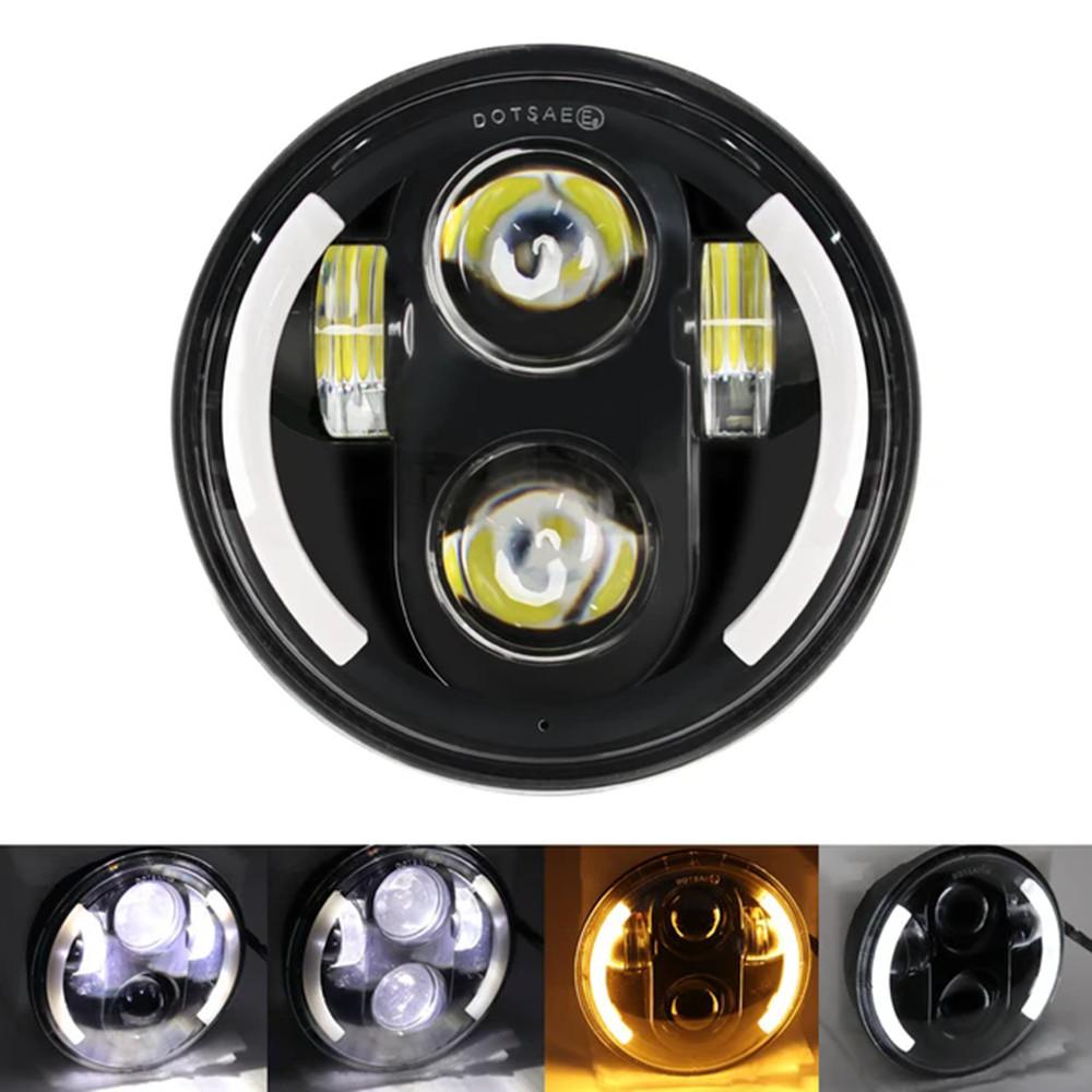 5 3/4 Inch 5.75" Car Motorcycle LED Headlight DRL Turn Signal Moto Headlamp for Harley Dyna Sportster Softail Indian Scout Honda