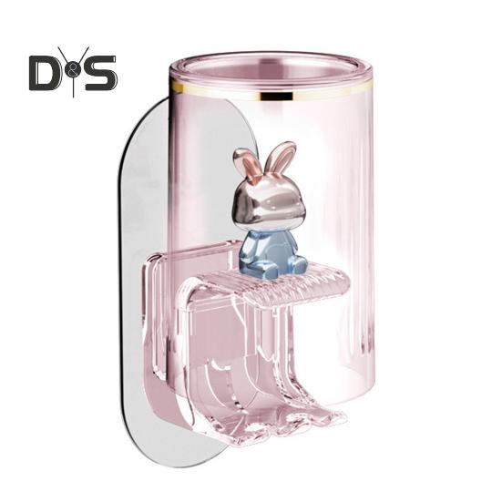 

Настенный держатель для зубных щеток Эффективный дренаж Простая установка Держатель для зубной щетки и ополаскивателя для полости рта Органайзер для ванной комнаты розовый