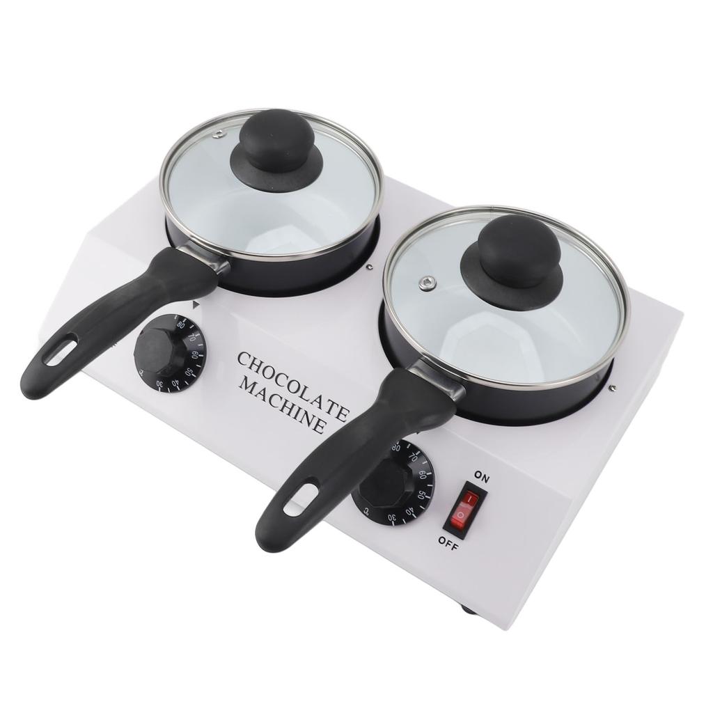 Máquina de derreter chocolate com 2 tanques, temperatura constante, alumínio, antiaderente, manual, máquina de chocolate