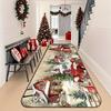Christmas Runner Rug Red Truck Farm House Winter Scene Print Non Slip Washable Mat Hallway Entryway Winter Decor
