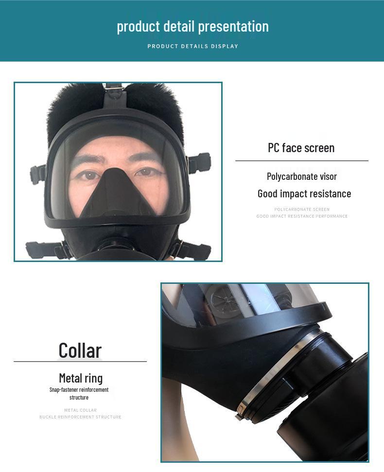 MF14 Full View Gas Mask with Self-Priming Dustproof Filter for Toxic, Chemical, Biochemical, Ammonia, and Acidic Gases