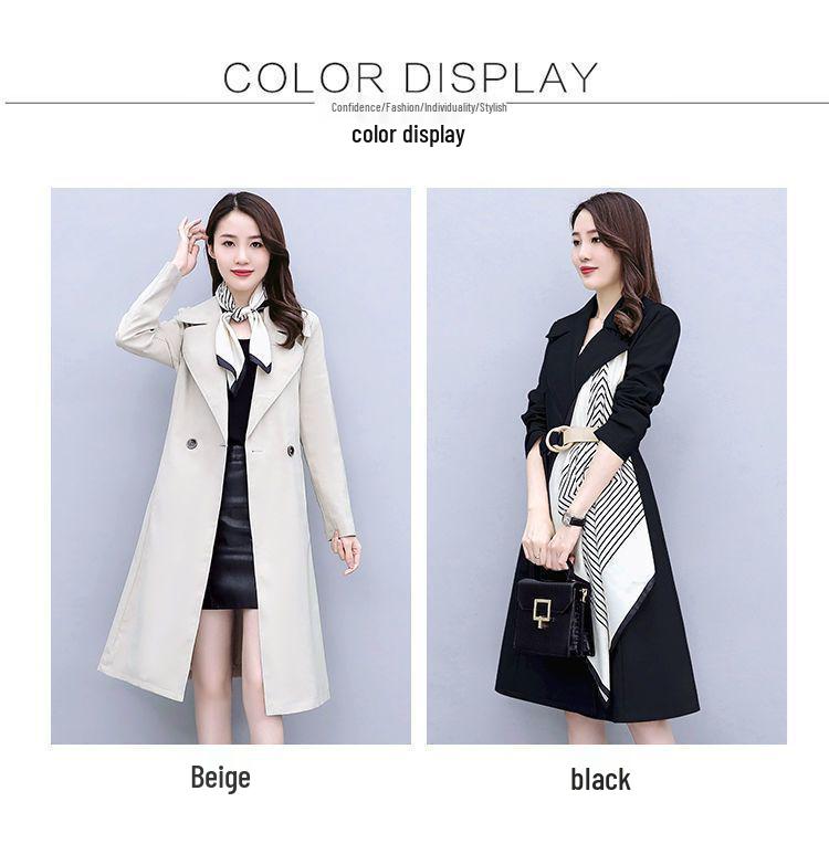 2025 Women's Mid-Length Trench Coat - Stylish, Age-Reducing, Plus Size, Loose-Fit for Spring and Autumn