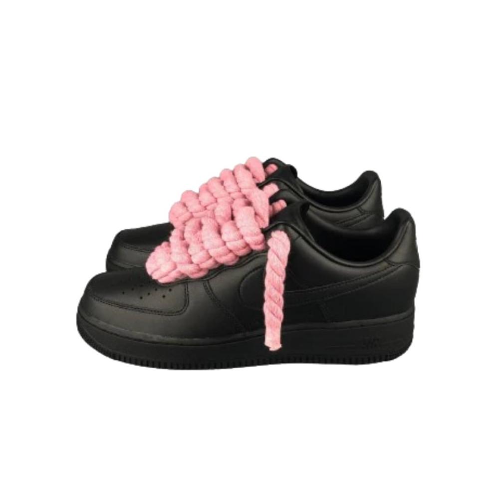 Nike Air Force 1 Custom Lacet Corde Noir Rose