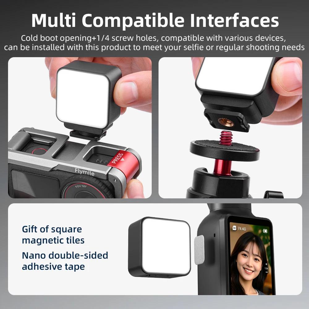 Flymile Pocket 3 Magnetic Fill Light for DJI Osmo Pocket 3 Mini Led Video Light Live Vlogging 300mAh Rechargeable