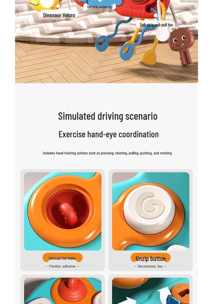 Dinosaur Multifunctional Steering Wheel Educational Toy for Babies and Children - Eco-friendly Materials