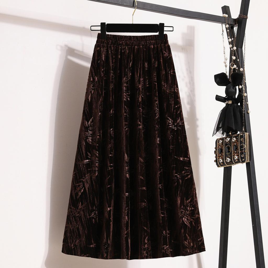 Large Size Womens Winter Updated Style Slimming Abdomen and Astringent Skirt Fat Mm Age-reducing Mid-length Large Umbrella Skirt