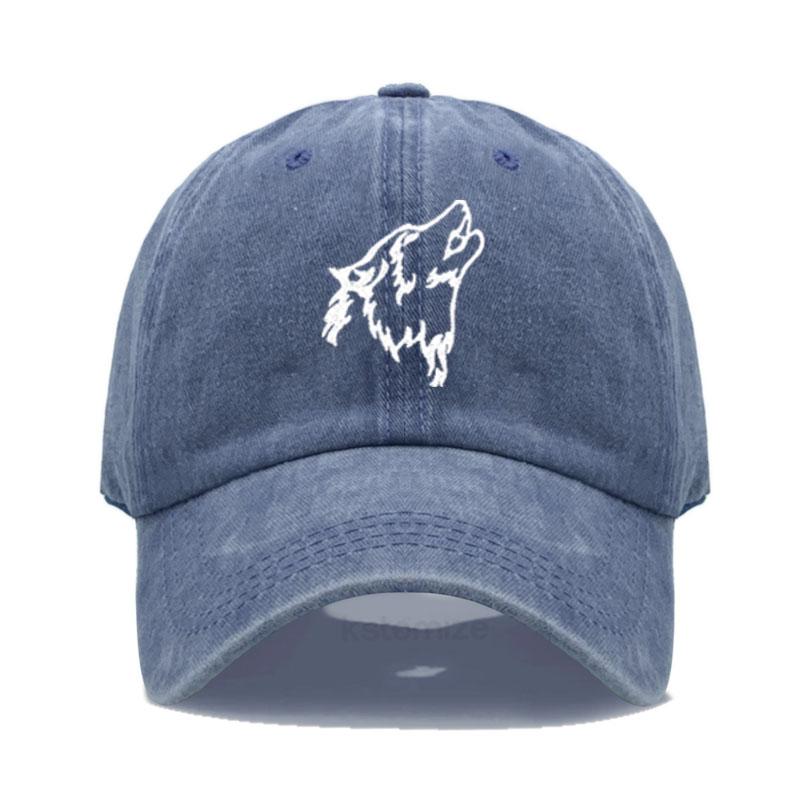 Damen Baseballkappe Herren Gewaschene Baumwolle Wolf Heulen Stickerei Stickerei Papa Hut Sport Golfkappen Für Mann Sonnenhüte Dropshipping gray