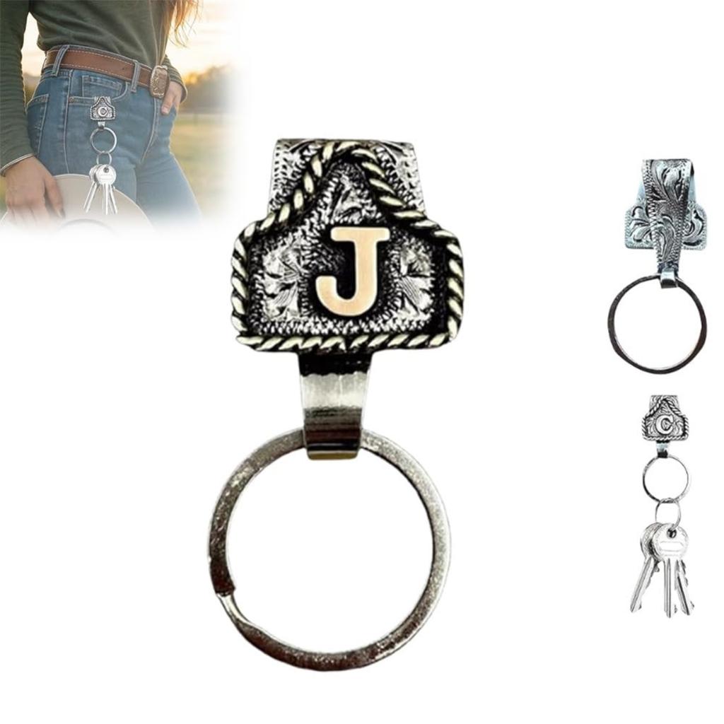Western Cowboy Letter Keychain, Vintage Handmade Letter  Initial Keychain Clip, Personality Metal Key Chain For Belt
