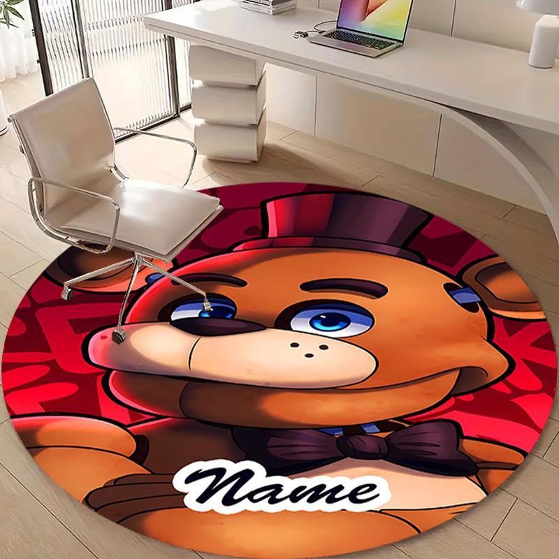 Personalized F-Freddy bear Round Chair Office Rug - Perfect for Mat, Office Chair & More - Ideal Gift for Birthdays and Holidays