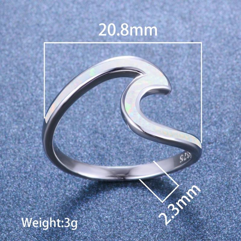 Anello Versatile Design Creativo Moda Argento Sterling Glifo Bianco Blu