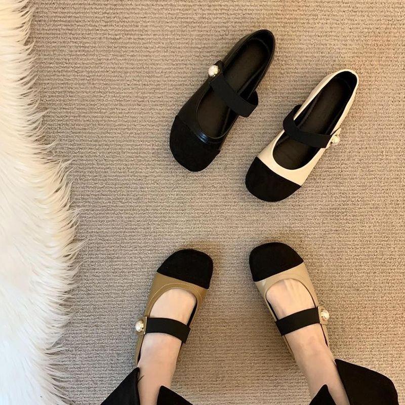 New Elegant Mary Janes Flats Shoes Women Black Buckle Strap Shallow Casual Ballet Shoes Ladies Spring Autumn Canvas Loafers
