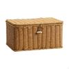 Woven Rattan Storage Box with Lid, Stackable Organizer Basket for Desktop, Closet, Office Dark