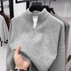 Men's Retro Solid Half-Zip Knit Sweater: Versatile Base Layer for Autumn and Winter
