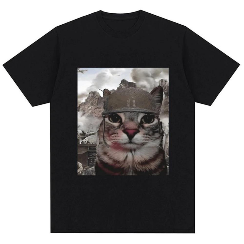 Thousand Yard Stare Cat Funny I Survived. Meme T-shirt Humor Style Vintage T Shirt Men Women Oversized Casual Streetwear Daily S