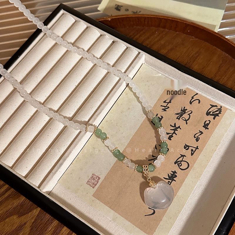 

«Чжи Чунь» Ожерелье из старинного стекла с бусинами Иньло - Китайская нишевая цепочка для свитера