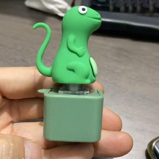 Lizard Button Keychain with Colorful Lights Rechargeable Sound Keychain for Anxiety Relief Lizard Keyboard Clicker Toy Unique Gifts for Friends