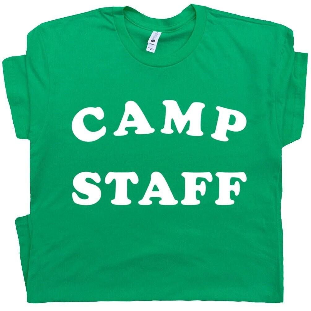 Camp Staff T Shirt Retro Camping Shirt Funny Summer Camp Shirt for Men Women Guys Kids Counselor Vintage Cool Camping Theme Graphic Tee