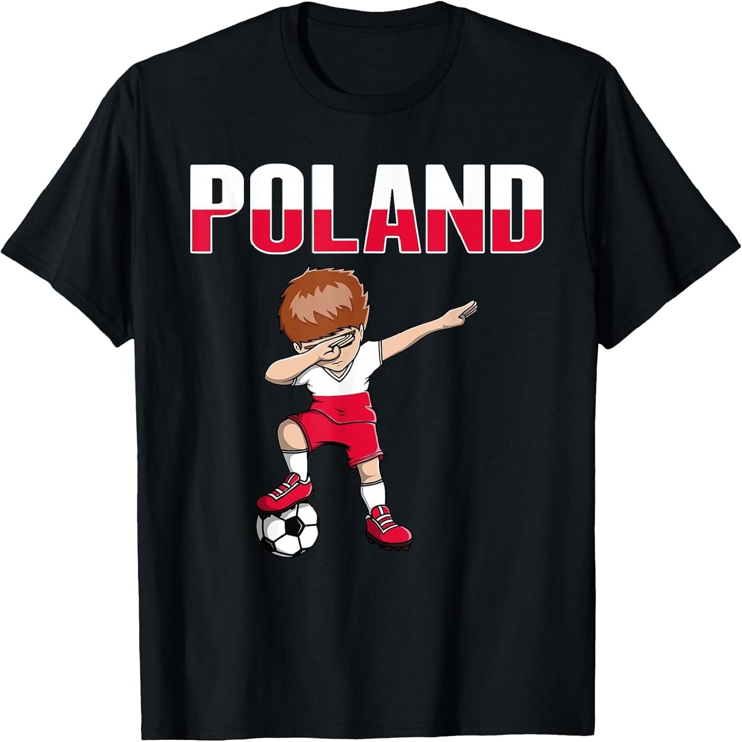 Dabbing Soccer Boy Poland Soccer Fans Jersey Polish Football T-Shirt(1) S