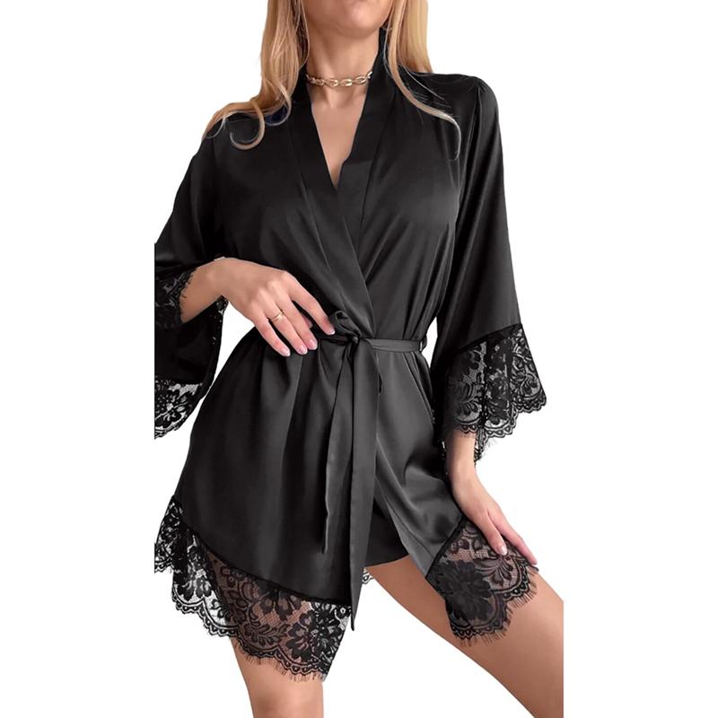 Rochie de casă cu mâneci lungi din dantelă pentru femei